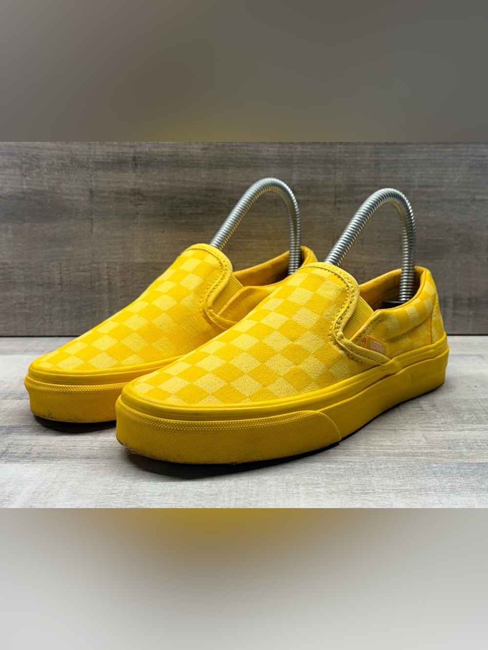 Vans Classic Slip-On Yellow Checkerboard Shoes Women 5